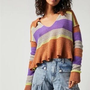 Free People Striped Multicolor Women's Sweater